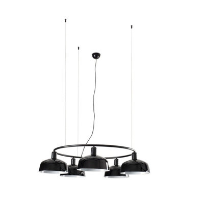 Luminosa Lighting Luminosa Tatawin Medium 5 Light Cylindrical Pendant Ceiling Light Satin Black from B&Q