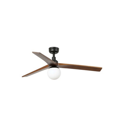 B&Q -  Luminosa Klim Medium Ceiling Fan BlackWalnut BladesE27 Light