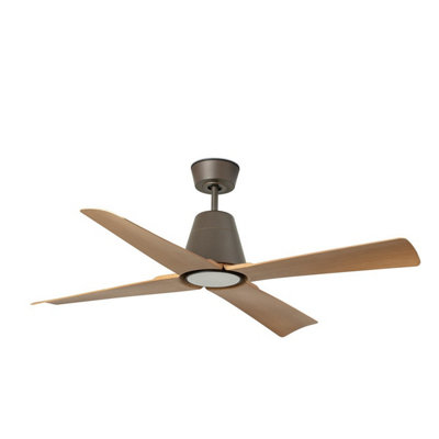 B&Q -  Luminosa Typhoon Medium 3000K Led BrownWood Ip44 Dc Ceiling Fan 6 Speed