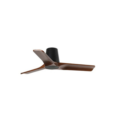 B&Q -  Luminosa Heywood Tub Small 3 Blade Ceiling Fan Matt BlackWalnut