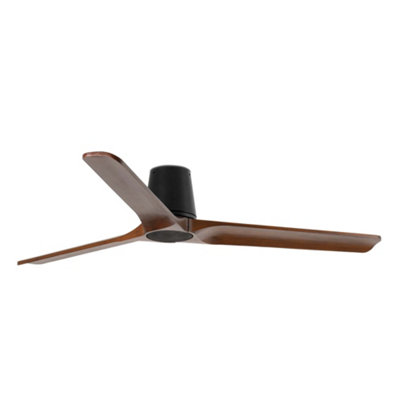 B&Q -  Luminosa Heywood Tub Large 3 Blade Ceiling Fan Matt BlackWalnut