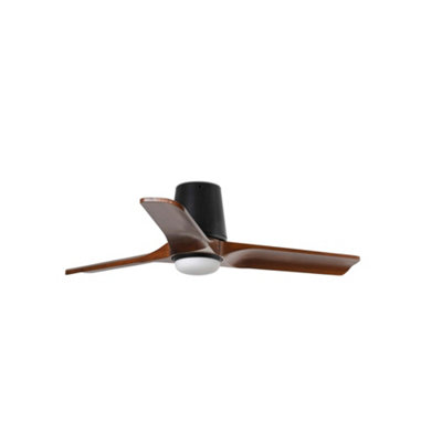 B&Q -  Luminosa Heywood Tub Small 3 Blade Ceiling Fan Matt BlackWalnut With Light 270040006000K