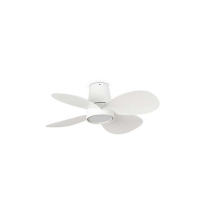 B&Q -  Luminosa Klover Small 4 Blade Ceiling Fan Matt White With Light 270040006000K
