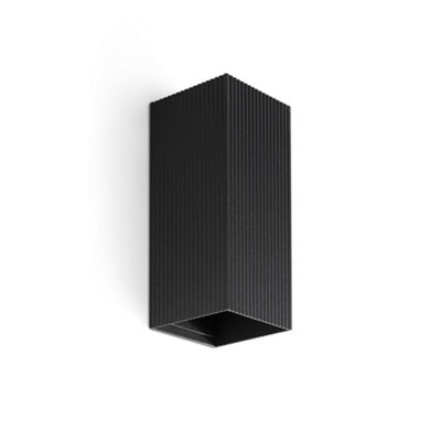 Luminosa Lighting Luminosa Lune Square Fluted Up & Down Wall Lamp Black 2X Gu10 from B&Q