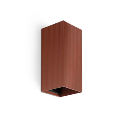Luminosa Lighting Luminosa Lune Square Fluted Up & Down Wall Lamp Terracotta 2X Gu10 from B&Q