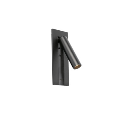 B&Q -  Luminosa Gabo Usb C Reading Wall Light Matt Black 2700K
