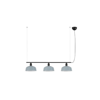 B&Q -  Luminosa Tatawin Medium Bar Pendant Ceiling Light BlackGloss Grayish Blue 3X E27