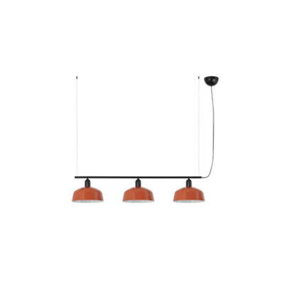 B&Q -  Luminosa Tatawin Medium Bar Pendant Ceiling Light BlackGloss Reddish Orange 3X E27
