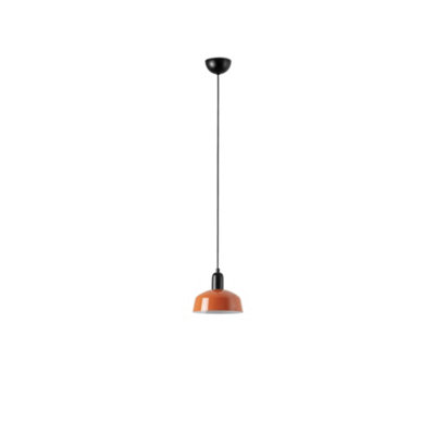 B&Q -  Luminosa Tatawin Small Dome Pendant Ceiling Light BlackGloss Reddish Orange 1X E27