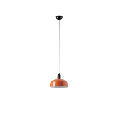 B&Q -  Luminosa Tatawin Medium Dome Pendant Ceiling Light BlackGloss Reddish Orange 1X E27