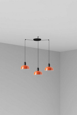 B&Q -  Luminosa Tatawin Small Cluster Pendant Ceiling Light BlackGloss Reddish Orange 3X E27