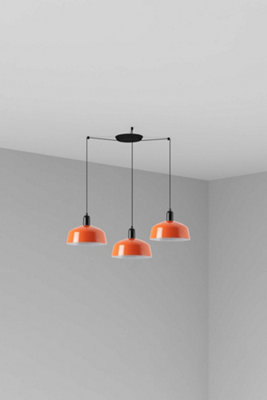 B&Q -  Luminosa Tatawin Medium Cluster Pendant Ceiling Light Satin BlackGloss Reddish Orange 3X E27