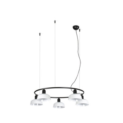 B&Q -  Luminosa Tatawin Small Pendant Ceiling Light BlackGloss White 5X E27