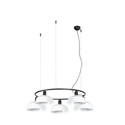 B&Q -  Luminosa Tatawin Medium Pendant Ceiling Light BlackGloss White 5X E27