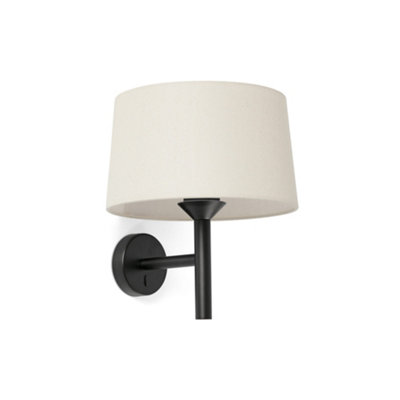 Luminosa Lighting Luminosa Windsor Wall Lamp With Shade Matt BlackLinen 1X E27 from B&Q