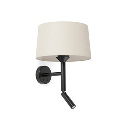 B&Q -  Luminosa Windsor Reading Wall Light Matt BlackLinen 1X E27