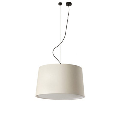 Luminosa Lighting Luminosa Samba Offset Cylindrical Pendant Ceiling Light Matt BlackLinen 3X E27 from B&Q