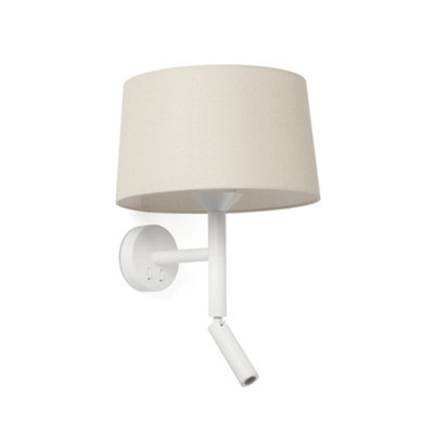 B&Q -  Luminosa Windsor Reading Wall Light Matt WhiteLinen 1X E27