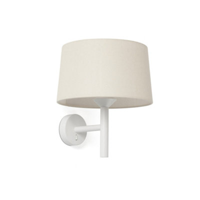 Luminosa Lighting Luminosa Windsor Wall Lamp With Shade Matt WhiteLinen 1X E27 from B&Q