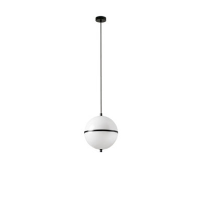 Luminosa Lighting Luminosa Dome 23Cm Globe Pendant Ceiling Light Satin BlackGloss White Shade E27 from B&Q