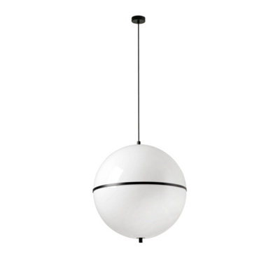 Luminosa Lighting Luminosa Dome 42Cm Globe Pendant Ceiling Light Satin BlackGloss White Shade E27 from B&Q