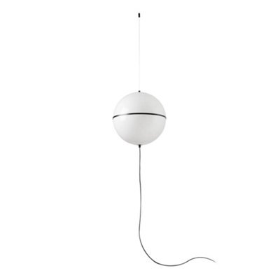 Luminosa Lighting Luminosa Dome 42Cm Globe Pendant Ceiling Light Satin BlackGloss White Shade E27 With Switch from B&Q