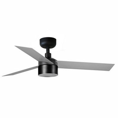 B&Q -  Luminosa Cruiser 106Cm Tek Led Ceiling Fan Matt BlackAluminium Blades 2700K