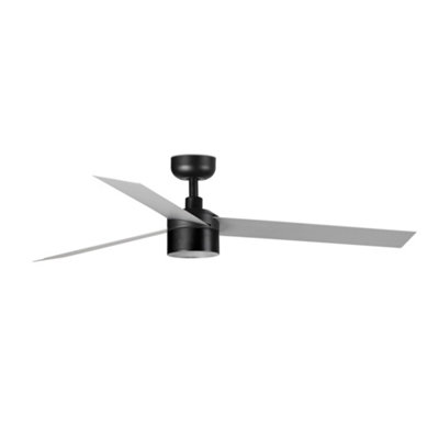 B&Q -  Luminosa Cruiser 132Cm Tek Led Ceiling Fan Matt BlackAluminium Blades 4000K