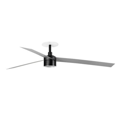 B&Q -  Luminosa Cruiser Recessed 160Cm Tek Led Ceiling Fan Matt BlackAluminium Blades 4000K