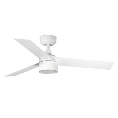 B&Q -  Luminosa Cruiser 106Cm Tek Led Ceiling Fan Matt White 4000K
