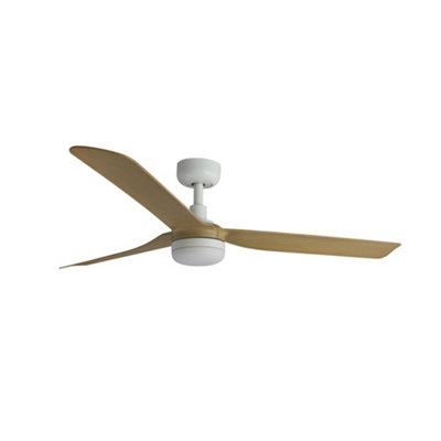 B&Q -  Luminosa Punt 132Cm Led Ceiling Fan Matt WhiteMaple Blades Cct