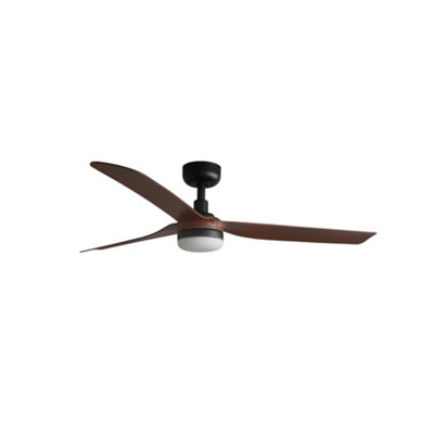 B&Q -  Luminosa Punt 132Cm Led Ceiling Fan Matt BlackWalnut Blades Cct