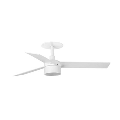 B&Q -  Luminosa Rudder Recessed 106Cm Tek Led Ceiling Fan Matt WhiteAsh Wood Blades 4000K3 Blade Reversible