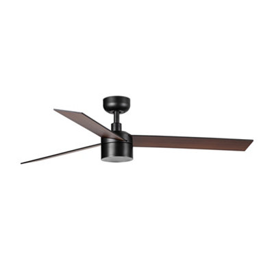 Luminosa Lighting Luminosa Rudder Recessed 132Cm Tek Led Ceiling Fan Matt BlackWalnut Blades 4000K3 Blade Reversible from B&Q