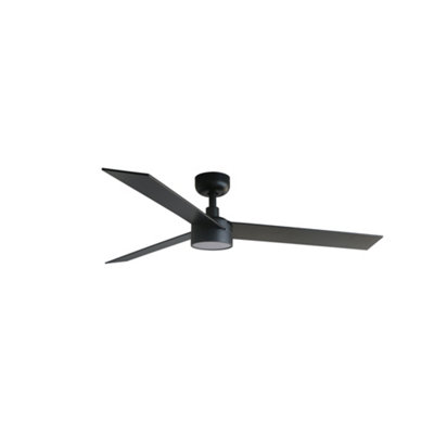 B&Q -  Luminosa Rudder Recessed 132Cm Smart Led Ceiling Fan Matt BlackWalnut Blades Cct3 Blade Reversible