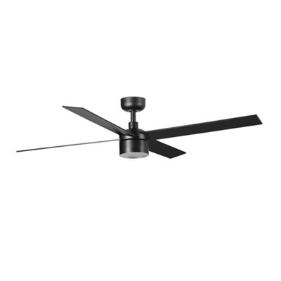 Luminosa Lighting Luminosa Rudder Recessed 132Cm Tek Led Ceiling Fan Matt BlackWalnut Blades 4000K4 Blade Reversible from B&Q