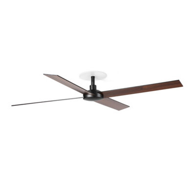 B&Q -  Luminosa Rudder Recessed 132Cm Ceiling Fan Matt BlackWalnut Blades4 Blade Reversible