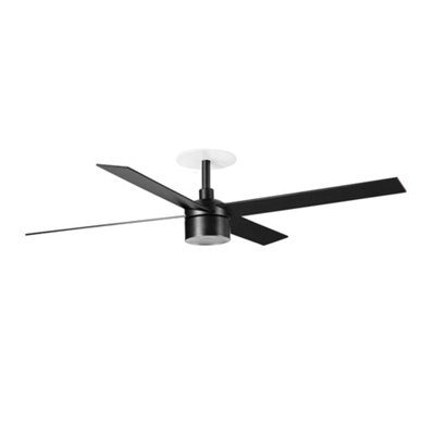 Luminosa Lighting Luminosa Rudder Recessed 132Cm Tek Led Ceiling Fan Matt BlackWalnut Blades 2700K4 Blade Reversible from B&Q