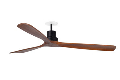 Luminosa Lighting Luminosa Lantau Recessed 132Cm Ceiling Fan Matt BlackWalnut Blades from B&Q