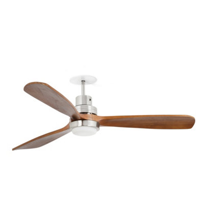 Luminosa Lighting Luminosa Lantau Recessed 132Cm Ceiling Fan Matt NickelWalnut Blades 3000K from B&Q