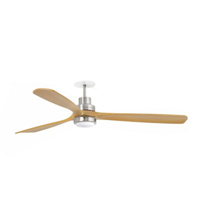 Luminosa Lighting Luminosa Lantau Recessed 132Cm Ceiling Fan Matt NickelPine Blades 3000K from B&Q