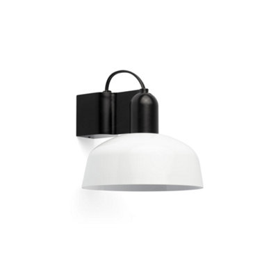 B&Q -  Luminosa Tatawin Dome Wall Lamp BlackGloss White 1X E27