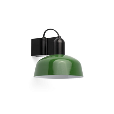 B&Q -  Luminosa Tatawin Dome Wall Lamp BlackGloss Green 1X E27