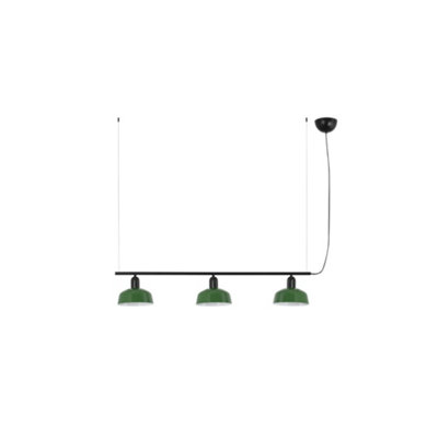 B&Q -  Luminosa Tatawin Small Bar Pendant Ceiling Light BlackGloss Green 3X E27