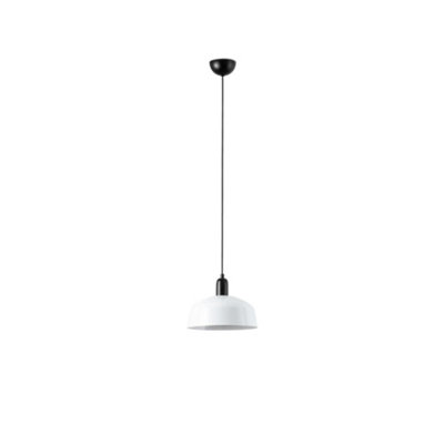 B&Q -  Luminosa Tatawin Medium Dome Pendant Ceiling Light BlackGloss White 1X E27