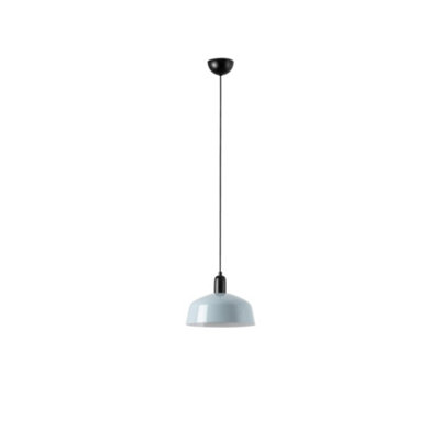 B&Q -  Luminosa Tatawin Medium Dome Pendant Ceiling Light BlackGloss Grayish Blue 1X E27