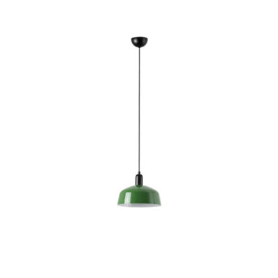 B&Q -  Luminosa Tatawin Medium Dome Pendant Ceiling Light BlackGloss Green 1X E27