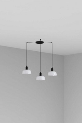 B&Q -  Luminosa Tatawin Small Cluster Pendant Ceiling Light BlackGloss White 3X E27