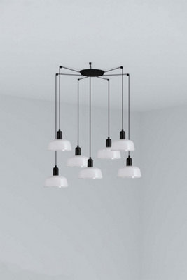 B&Q -  Luminosa Tatawin Small Cluster Pendant Ceiling Light BlackGloss White 7X E27