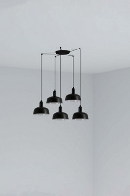 B&Q -  Luminosa Tatawin Small Cluster Pendant Ceiling Light BlackGloss Black 5X E27
